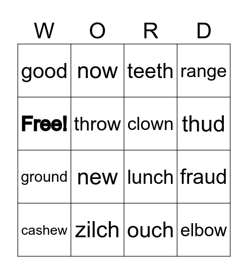 Spelling Review Bingo Card