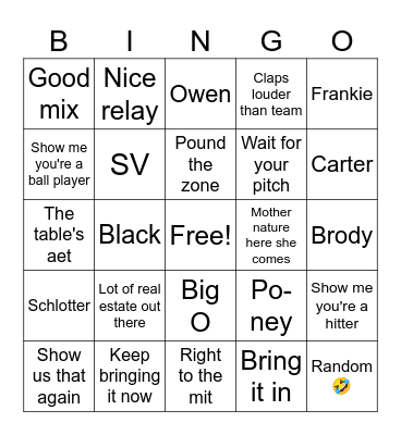 Shaneisms Bingo Card