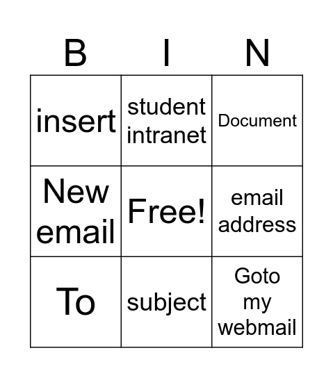 Email Bingo Card