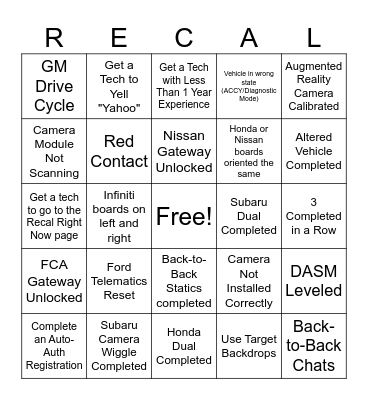 Recalibration Bingo 2025 Bingo Card