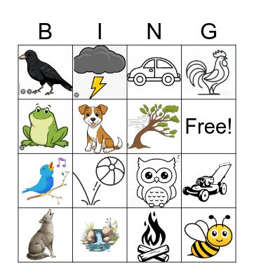 Outdoor Sounds Bingo Card