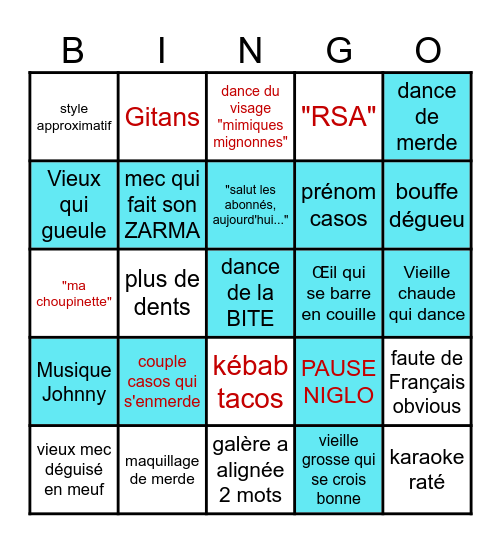 Bingo sauce cringe Bingo Card