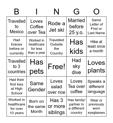 Nursing Bingo Card
