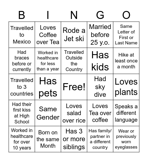 Nursing Bingo Card