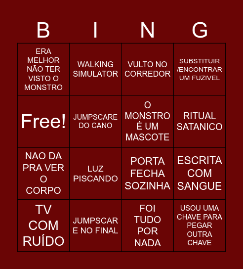 CASAL BINGO TERROR Bingo Card