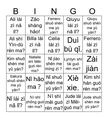 Countries, citizenship & languages Bingo Card