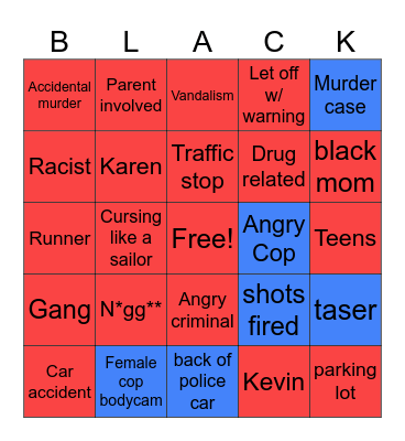 Cops Bingo Card