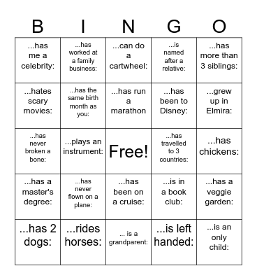Find Someone Who... Bingo Card