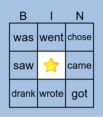 IRREGULAR VERBS Bingo Card
