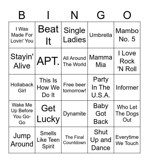 Dance With Nura Bingo Card