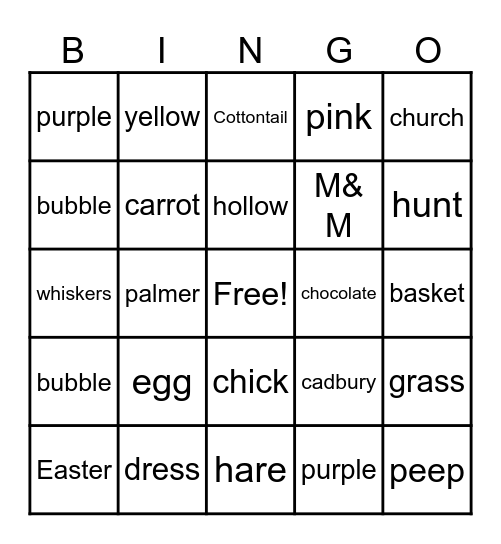 EASTER FUN FUN Bingo Card