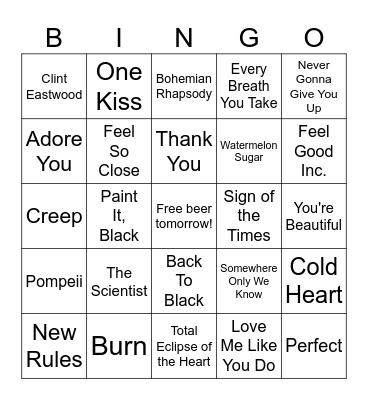 zBritish Singers Bingo Card