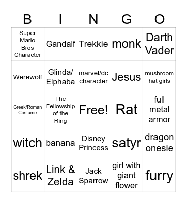 Renaissance Faire Bingo Card