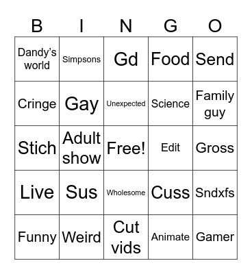 YouTube bingo Card