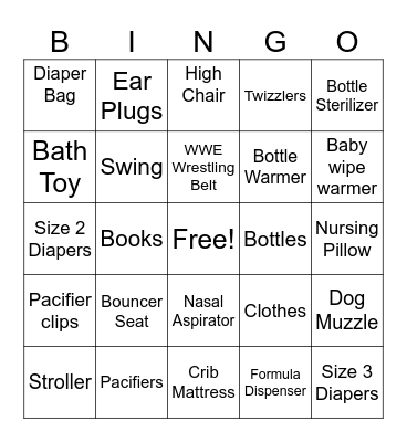 Baby Gift Bingo Card