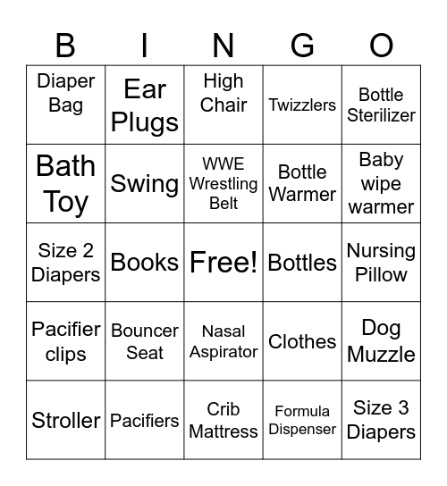 Baby Gift Bingo Card
