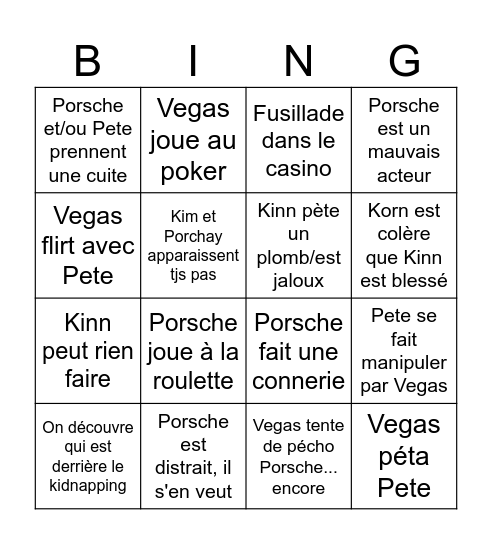 Kinnporsche Episode 7 Bingo Card