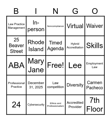 2025 CLE Conference BINGO! Bingo Card