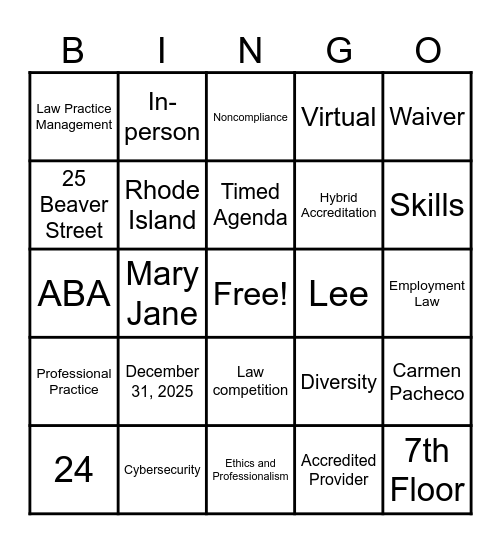 2025 CLE Conference BINGO! Bingo Card