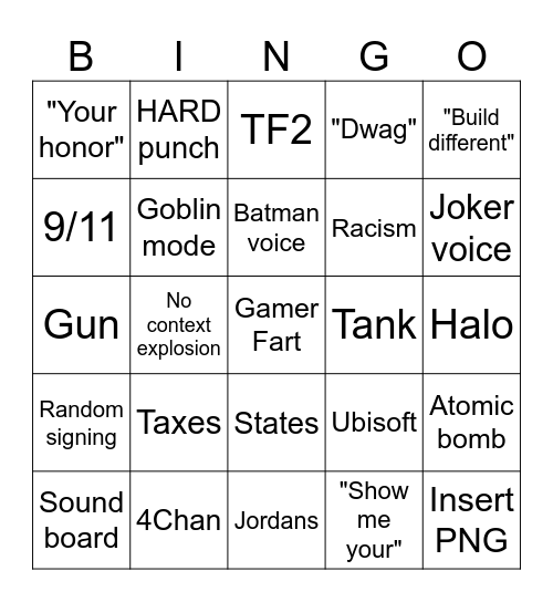 Russian Badger Bingo Card