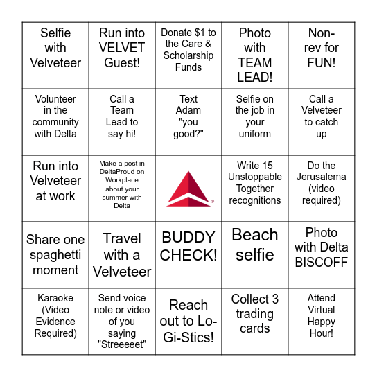 Velveteer BINGO! Bingo Card