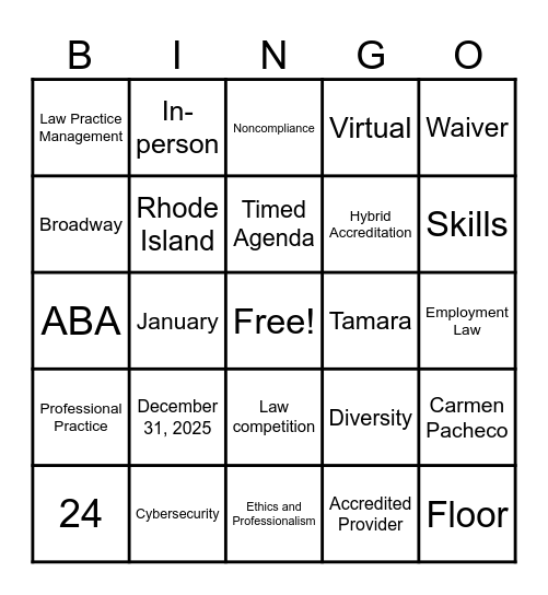 2025 CLE Conference BINGO! Bingo Card