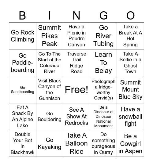 Indoorsy Bingo Card