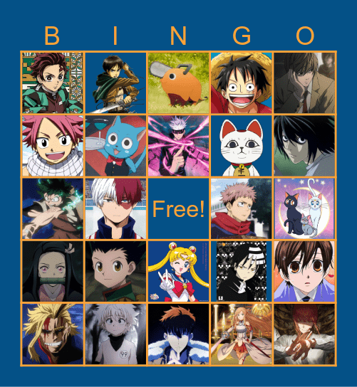 Anime Bingo Card