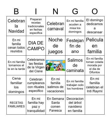 TRADICIONES FAMILIARES Bingo Card