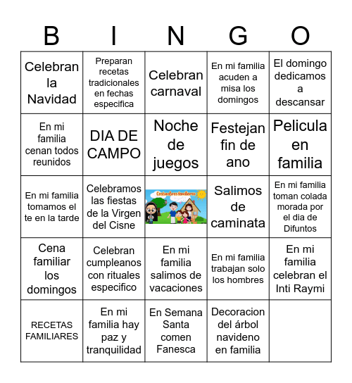 TRADICIONES FAMILIARES Bingo Card