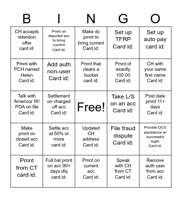 Capital Bingo Card