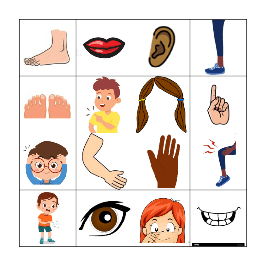Body Parts Bingo Card