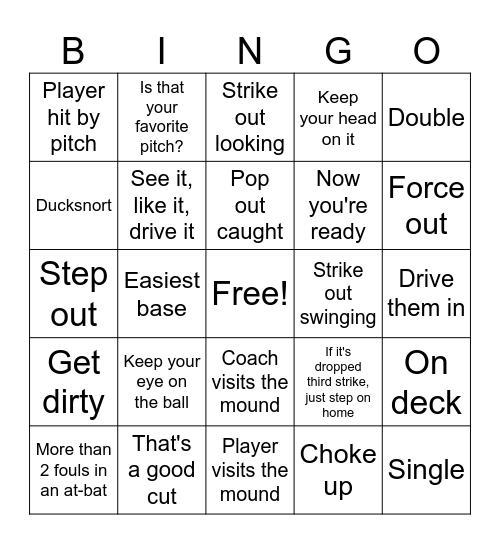 Cru Baseball Bingo Card