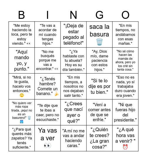 DIA DE LA MADRE - Fardos Buffalo Bingo Card