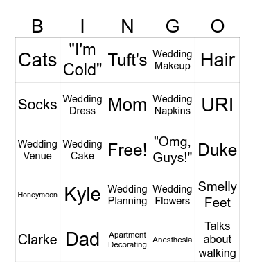 Linnea's Prosecco and Petals Bingo Card
