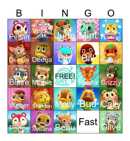 Animal Crossing Bingo Card