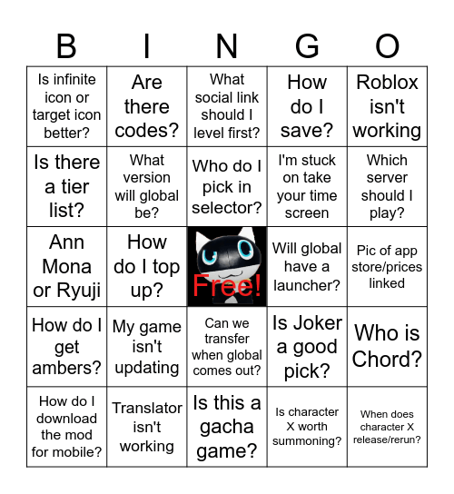P5X JP/GB Announcement Bingo Card