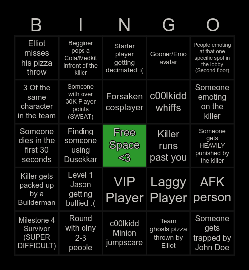 Forsaken Bingo V3 Bingo Card