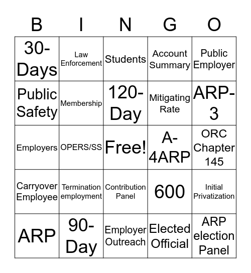 Membership Bingo Card