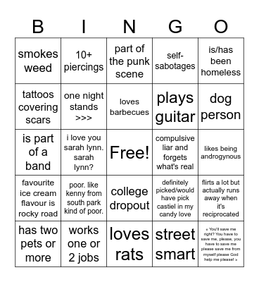 Jack Bingo Card