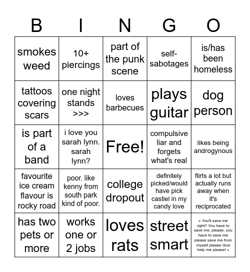 Jack Bingo Card