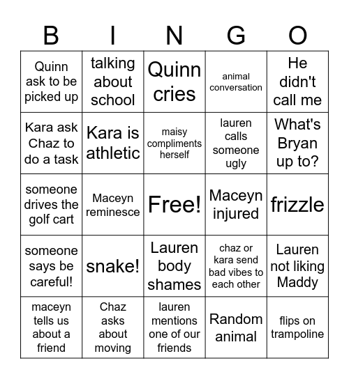 Munoz Visit 5/12/25 Bingo Card