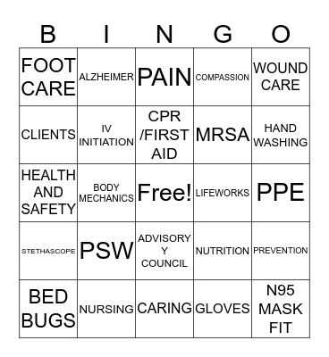 CBI /WECARE  Bingo Card