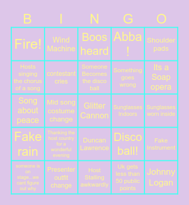 Eurovision 2025 Bingo Card