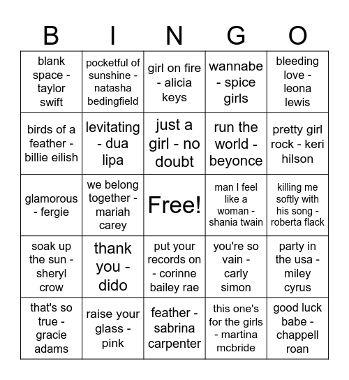 girls rule Bingo Card
