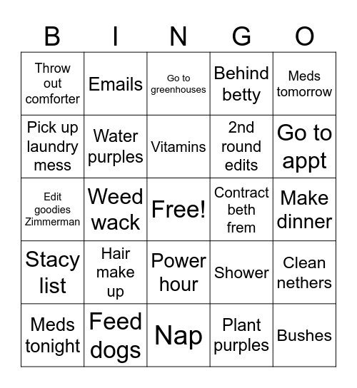 Tuees Bingo Card