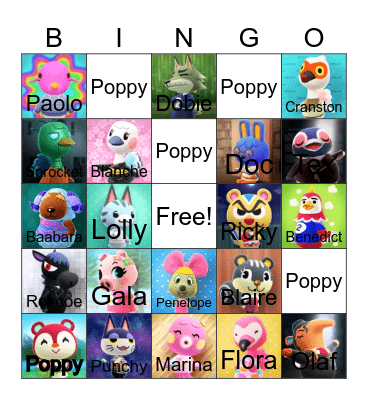 Animal crossing bingo! Bingo Card