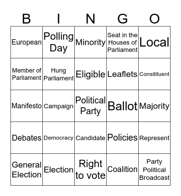 Elections and Voting Bingo Card