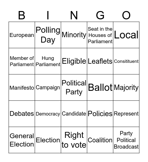Elections and Voting Bingo Card