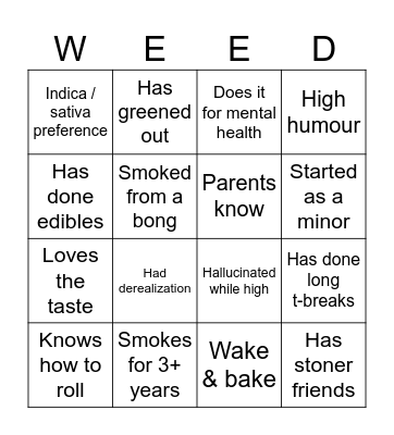 Stoner Bingo 🍃 Bingo Card